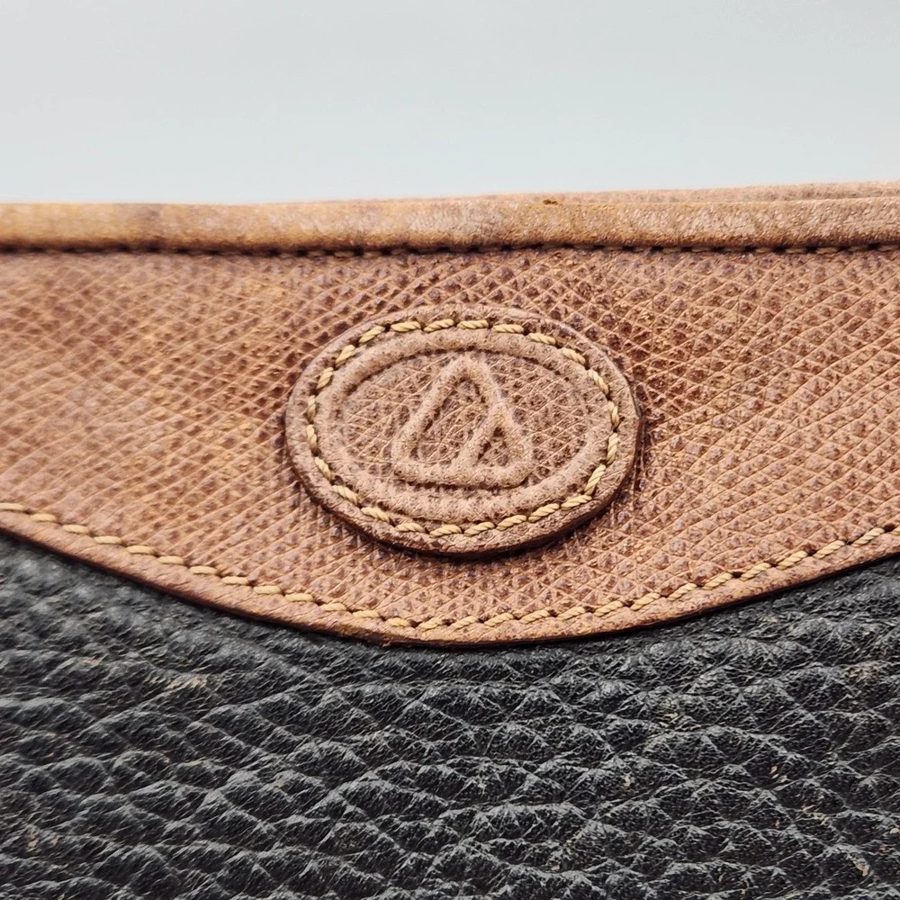 Vintage Liz Claiborne Leather Satchel Black Brown Bag Made in Korea‎ 12 Inch